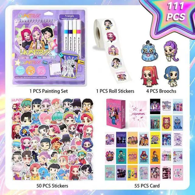 Alt view image 2 of 7 - 111 Pcs Kpop Party Favors Demon Music Hunter Party Supplies Kpop Stationery Set Notebook