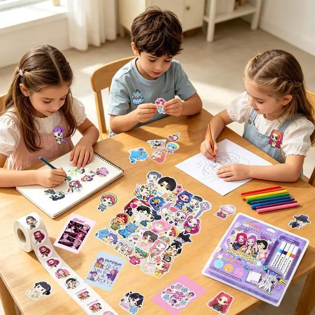 Alt view image 3 of 7 - 111 Pcs Kpop Party Favors Demon Music Hunter Party Supplies Kpop Stationery Set Notebook