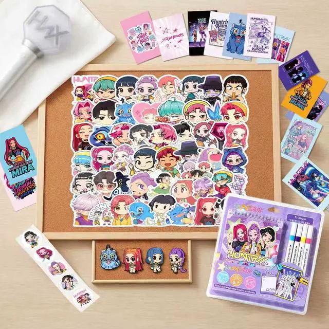 Alt view image 6 of 7 - 111 Pcs Kpop Party Favors Demon Music Hunter Party Supplies Kpop Stationery Set Notebook