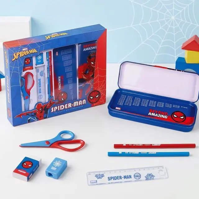 Main image of Spider-Man Stationery Set Kids Gift Box for Boys Students Pencil Ruler Eraser
