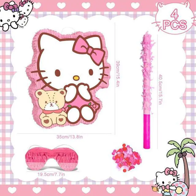 Alt view image 2 of 7 - Hello Kitty Party Decorations,4 Pcs Hello Kitty Pinatas Bundle,Including Hello Kitty Theme Pinata,Hello Kitty Party Pinata Stick,Party Games Blindfold etc Hello Kitty Party Supplies