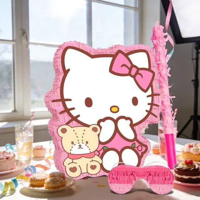 Alt view image 6 of 7 - Hello Kitty Party Decorations,4 Pcs Hello Kitty Pinatas Bundle,Including Hello Kitty Theme Pinata,Hello Kitty Party Pinata Stick,Party Games Blindfold etc Hello Kitty Party Supplies