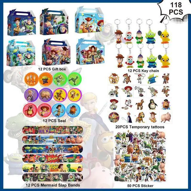 Alt view image 2 of 7 - 118pcs Toy Story Party Favors for Kids, Toy Story Birthday Party Favors Set- Toy Story Goodie Boxs Key Chains Stickers etc Toy Story Party Supplies, for Toy Story Birthday Decorations
