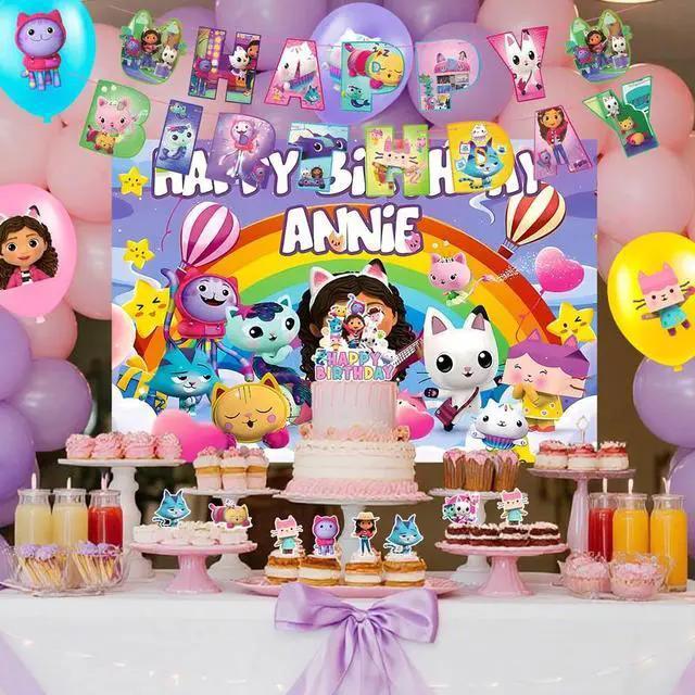 Alt view image 6 of 7 - Gabby Dollhouse Party Supplies,98pcs Gabby Dollhouse Party Decoration&Tableware Set - Gabby Dollhouse Birthday Party Plates Cups Napkins, Gabby Dollhouse Party Balloons Backdrop Banner etc Gabby Dollh