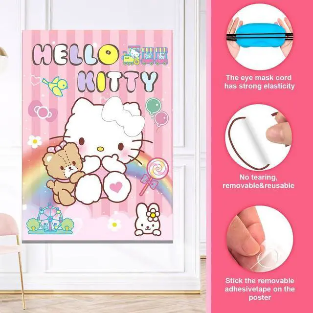 Alt view image 3 of 7 - Pin The Bow on Hello Kitty Party Game, 7 Pcs Hello Kitty Birthday Party Game Set - Hello Kitty Game Poster & Hello Kitty Party Game Eye Mask etc. Hello Kitty Birthday Decoration Supplies