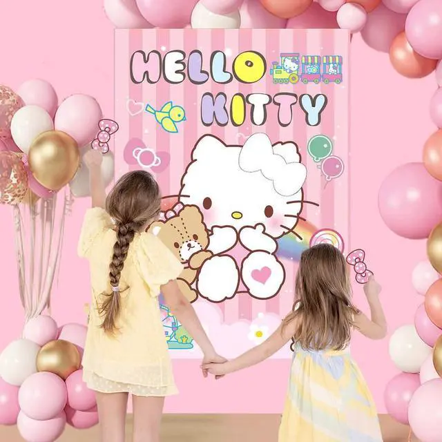 Alt view image 4 of 7 - Pin The Bow on Hello Kitty Party Game, 7 Pcs Hello Kitty Birthday Party Game Set - Hello Kitty Game Poster & Hello Kitty Party Game Eye Mask etc. Hello Kitty Birthday Decoration Supplies