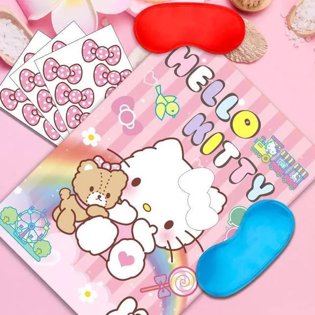 Alt view image 5 of 7 - Pin The Bow on Hello Kitty Party Game, 7 Pcs Hello Kitty Birthday Party Game Set - Hello Kitty Game Poster & Hello Kitty Party Game Eye Mask etc. Hello Kitty Birthday Decoration Supplies