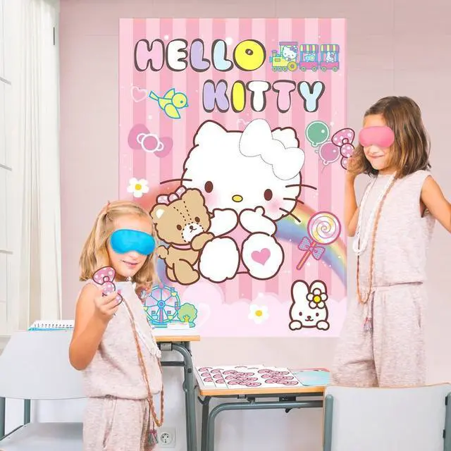 Alt view image 6 of 7 - Pin The Bow on Hello Kitty Party Game, 7 Pcs Hello Kitty Birthday Party Game Set - Hello Kitty Game Poster & Hello Kitty Party Game Eye Mask etc. Hello Kitty Birthday Decoration Supplies