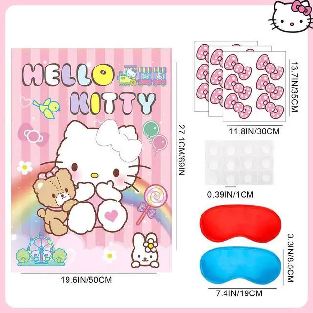 Alt view image 7 of 7 - Pin The Bow on Hello Kitty Party Game, 7 Pcs Hello Kitty Birthday Party Game Set - Hello Kitty Game Poster & Hello Kitty Party Game Eye Mask etc. Hello Kitty Birthday Decoration Supplies