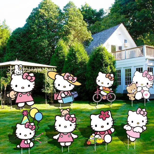 Main image of Hello Kitty Themed Yard Signs, 8 Pcs Hello Kitty Yard Signs with Hello Kitty Party Decorations Stakes, Hello Kitty Outdoor Decorations for Boys/Girls Hello Kitty Birthday Party Supplies Decorations