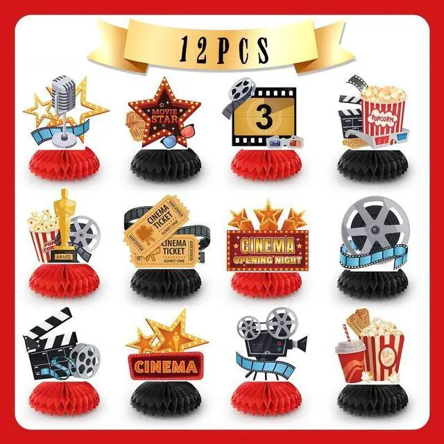 Alt view image 2 of 7 - Movie Night Honeycomb Centerpiece, 12 Pcs Movie Night Themed Honeycomb Centerpieces, Movie Theater Centerpiece Honeycomb & Movie Party Honeycomb Centerpiece for Movie Night Birthday Party Decorations