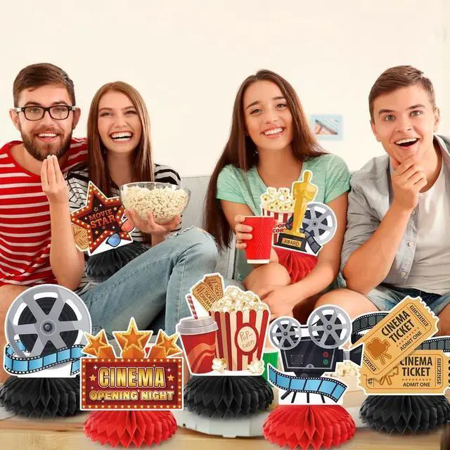 Alt view image 4 of 7 - Movie Night Honeycomb Centerpiece, 12 Pcs Movie Night Themed Honeycomb Centerpieces, Movie Theater Centerpiece Honeycomb & Movie Party Honeycomb Centerpiece for Movie Night Birthday Party Decorations