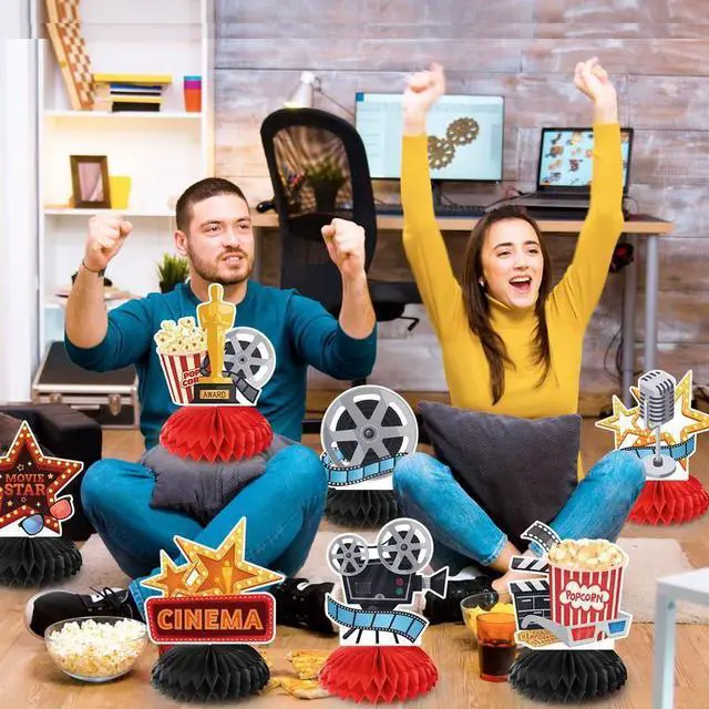 Alt view image 3 of 7 - Movie Night Honeycomb Centerpiece, 12 Pcs Movie Night Themed Honeycomb Centerpieces, Movie Theater Centerpiece Honeycomb & Movie Party Honeycomb Centerpiece for Movie Night Birthday Party Decorations
