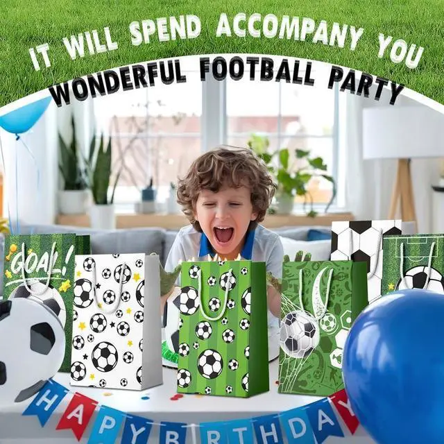 Alt view image 4 of 7 - Soccer Gift Bags, 24 Pcs Soccer Favor Bags Set - Soccer Snack Bags, Soccer Paper Bags & Soccer Candy Bags for Soccer Birthday Party Decorations & Sports Theme Party Decorations Supplies