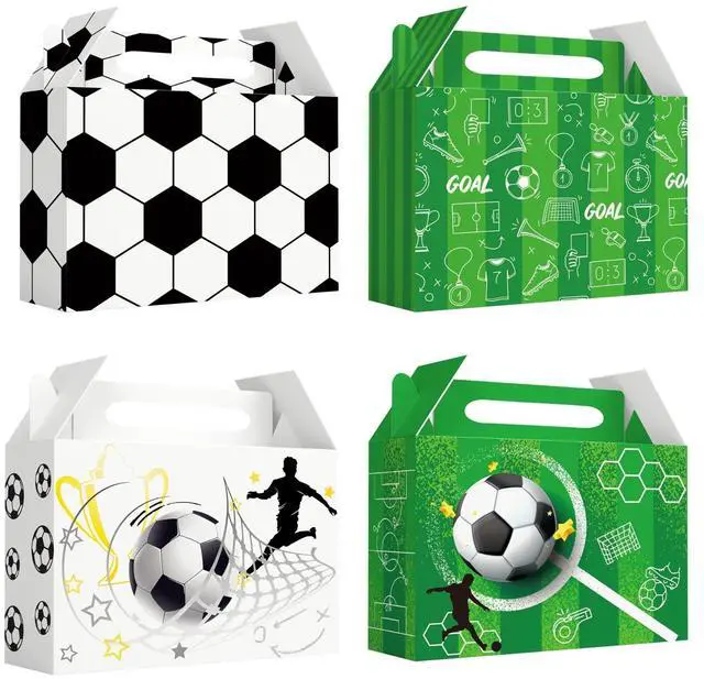 Main image of Soccer Party Boxes, 24pcs Soccer Party Favor Boxes Soccer Ball Party Boxes Soccer Party Candy Boxes for Soccer Birthday Party Decorations, Soccer Theme Party Favor Boxes for Soccer Party Decorations