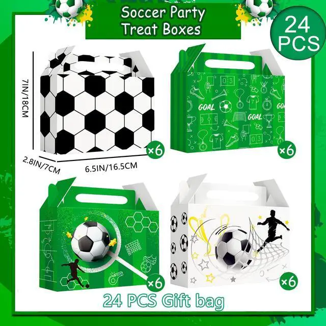 Alt view image 2 of 7 - Soccer Party Boxes, 24pcs Soccer Party Favor Boxes Soccer Ball Party Boxes Soccer Party Candy Boxes for Soccer Birthday Party Decorations, Soccer Theme Party Favor Boxes for Soccer Party Decorations
