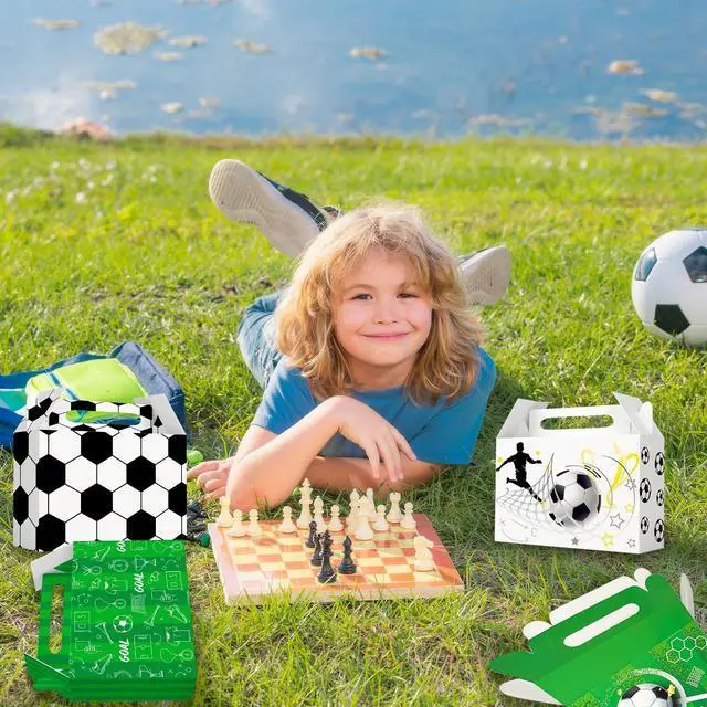 Alt view image 4 of 7 - Soccer Party Boxes, 24pcs Soccer Party Favor Boxes Soccer Ball Party Boxes Soccer Party Candy Boxes for Soccer Birthday Party Decorations, Soccer Theme Party Favor Boxes for Soccer Party Decorations