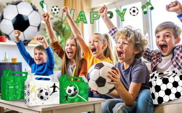 Alt view image 7 of 7 - Soccer Party Boxes, 24pcs Soccer Party Favor Boxes Soccer Ball Party Boxes Soccer Party Candy Boxes for Soccer Birthday Party Decorations, Soccer Theme Party Favor Boxes for Soccer Party Decorations