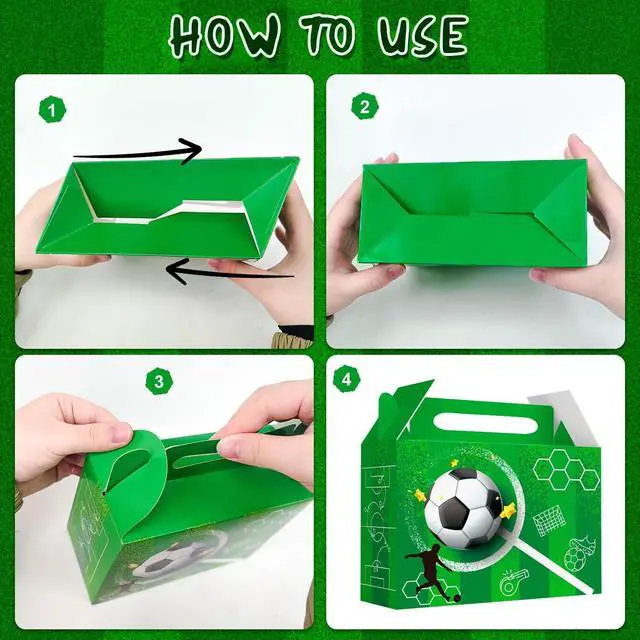 Alt view image 6 of 7 - Soccer Party Boxes, 24pcs Soccer Party Favor Boxes Soccer Ball Party Boxes Soccer Party Candy Boxes for Soccer Birthday Party Decorations, Soccer Theme Party Favor Boxes for Soccer Party Decorations