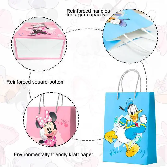 Alt view image 6 of 7 - Mickey Minnie Gift Bags - 24pcs Mickey Minnie Party Bags, Mickey Minnie Gift Bags, Mickey Minnie Candy Bags for Boys/Girls Children's Mickey Minnie Theme Birthday Party Decoration Supplies