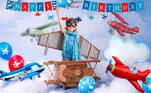 Alt view image 7 of 7 - Airplane Birthday Party Decorations,162pcs Airplane Party decorations & Airplane Party Tableware set - Airplane Plates Napkins Cups Table Cloth Balloons Backdrop etc Airplane Birthday Party Supplies