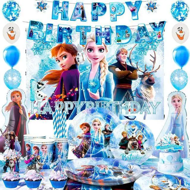 Main image of Frozen Birthday Party Supplies,172pcs Frozen Party Decorations&Tableware Set - Frozen Plates Napkins Cups Tablecloth Banner Backdrop,Frozen Balloons etc Frozen Themed Birthday Party Supplies