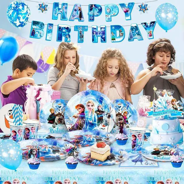Alt view image 6 of 7 - Frozen Birthday Party Supplies,172pcs Frozen Party Decorations&Tableware Set - Frozen Plates Napkins Cups Tablecloth Banner Backdrop,Frozen Balloons etc Frozen Themed Birthday Party Supplies