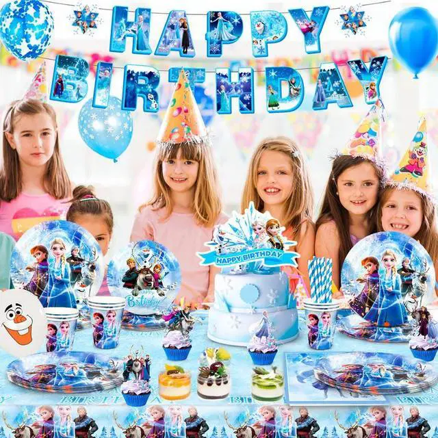 Alt view image 3 of 7 - Frozen Birthday Party Supplies,172pcs Frozen Party Decorations&Tableware Set - Frozen Plates Napkins Cups Tablecloth Banner Backdrop,Frozen Balloons etc Frozen Themed Birthday Party Supplies
