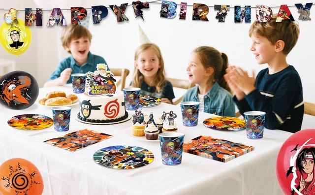 Alt view image 7 of 7 - Naruto Birthday Party Supplies, 112 Pcs Naruto Party Decorations & Tableware Sets - Naruto Cake Toppers Backdrop Plates Tablecloth etc. Naruto Party Supplies for Kids