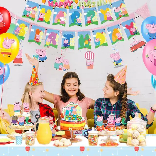 Alt view image 5 of 7 - Pink Pig Party Decorations Set,35 Pcs Pink Pig Birthday Party Supplies - Pink Pig Birthday Decorations Banners Tablecloth Spirals & Pink Pig Balloons Cake Toppers etc Pink Pig Party Supplies