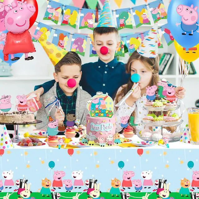 Alt view image 6 of 7 - Pink Pig Party Decorations Set,35 Pcs Pink Pig Birthday Party Supplies - Pink Pig Birthday Decorations Banners Tablecloth Spirals & Pink Pig Balloons Cake Toppers etc Pink Pig Party Supplies