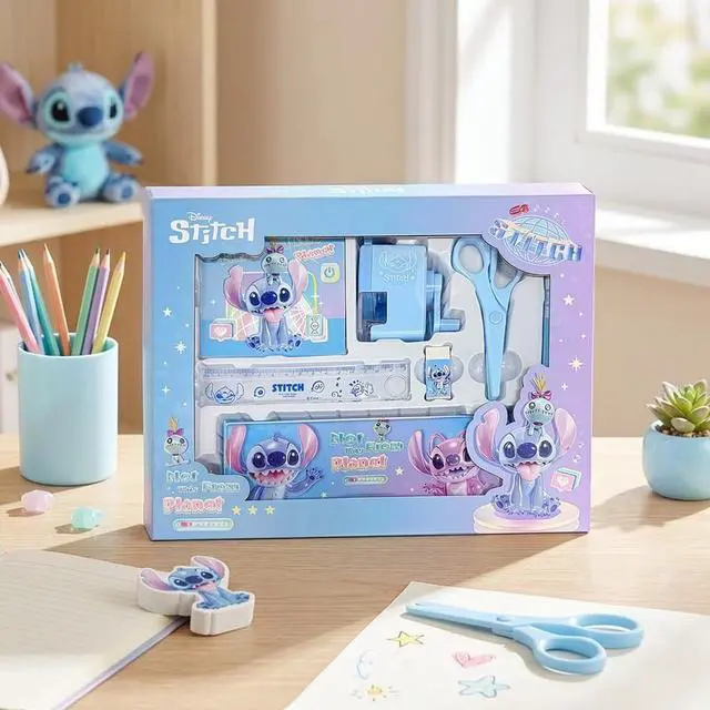 Alt view image 3 of 6 - Disney Stitch Stationery Set School Supplies Kit Pencil Box Notebook Ruler Gift