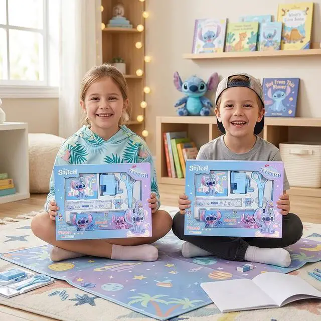 Alt view image 5 of 6 - Disney Stitch Stationery Set School Supplies Kit Pencil Box Notebook Ruler Gift