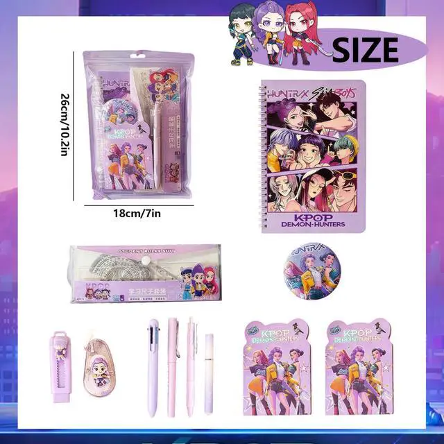 Alt view image 2 of 6 - Demon Music Hunters Stationery kpop Notebook Ruler Eraser Pencil Pens for Kids