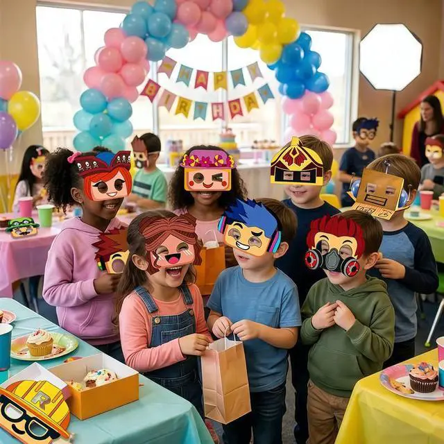 Alt view image 4 of 7 - Game Paper Masks for Kids Game Birthday Party Favors Game Party Decorations