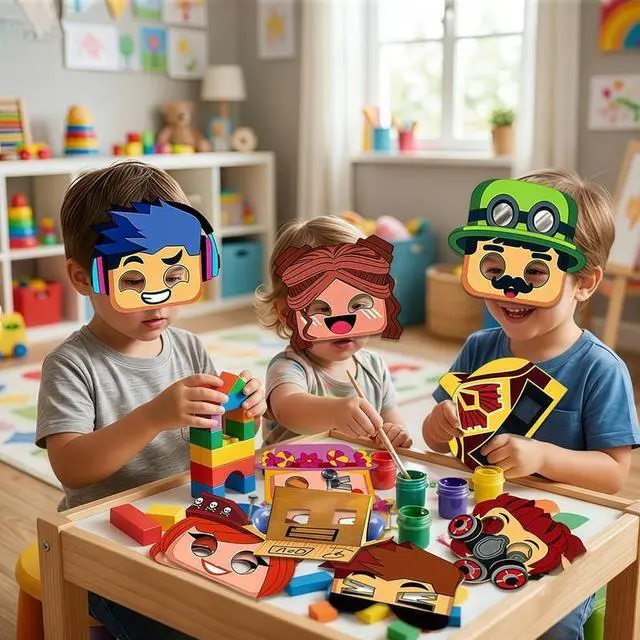 Alt view image 3 of 7 - Game Paper Masks for Kids Game Birthday Party Favors Game Party Decorations