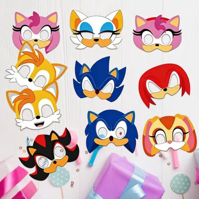 Alt view image 6 of 7 - Sonic Party Decoration Birthday Supplies Sonic Mask Kids Game Sonic Party Favors