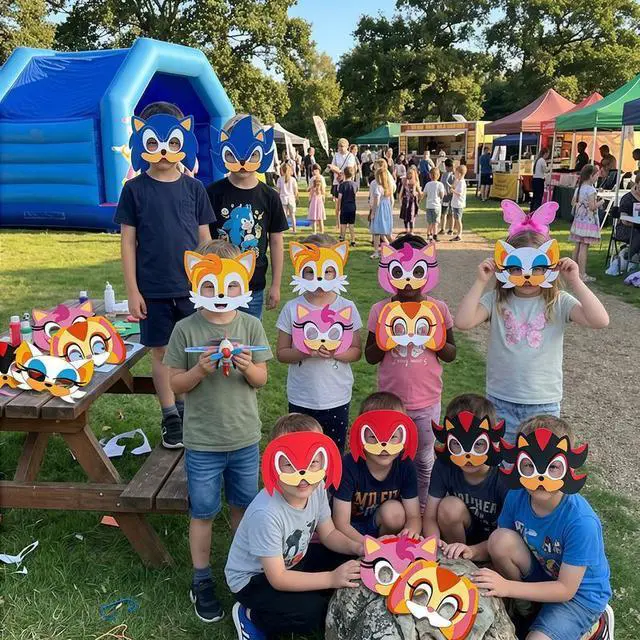 Alt view image 5 of 7 - Sonic Party Decoration Birthday Supplies Sonic Mask Kids Game Sonic Party Favors