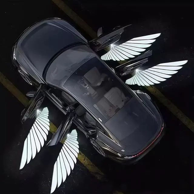 Main image of 2 Pcs Angel Wings Car Door Lights Logo Compatible LED Welcome Lights No battery