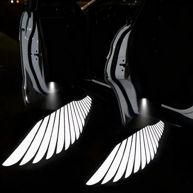 Alt view image 5 of 7 - 2 Pcs Angel Wings Car Door Lights Logo Compatible LED Welcome Lights No battery