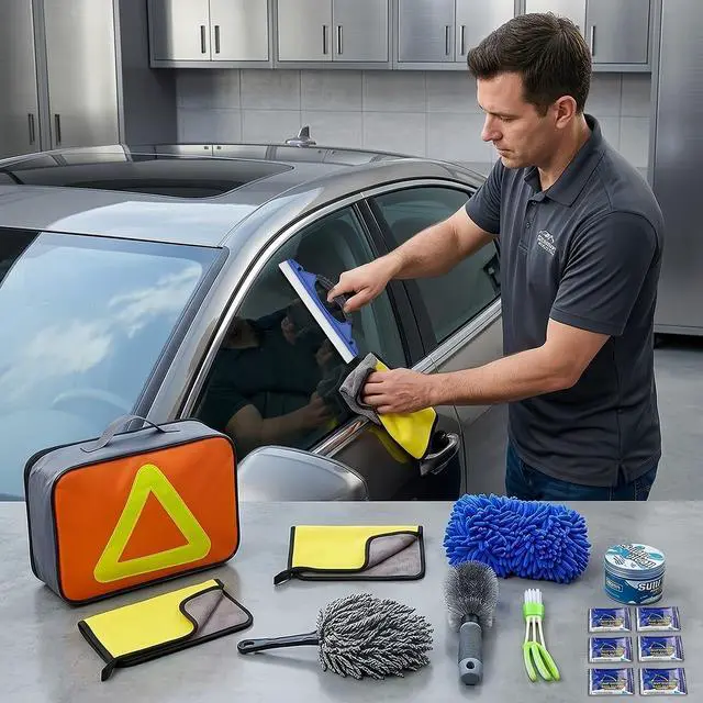 Alt view image 3 of 7 - Car Detailing Brushes Kit Cleaning Tool Set Cleaning Supplies Accessories Bag