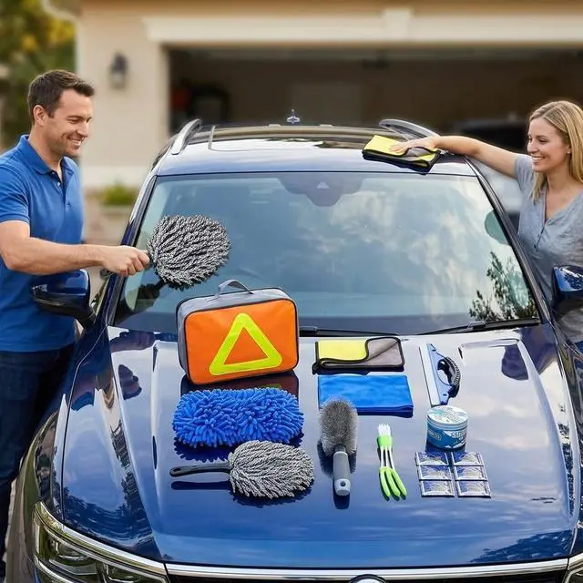 Alt view image 5 of 7 - Car Detailing Brushes Kit Cleaning Tool Set Cleaning Supplies Accessories Bag