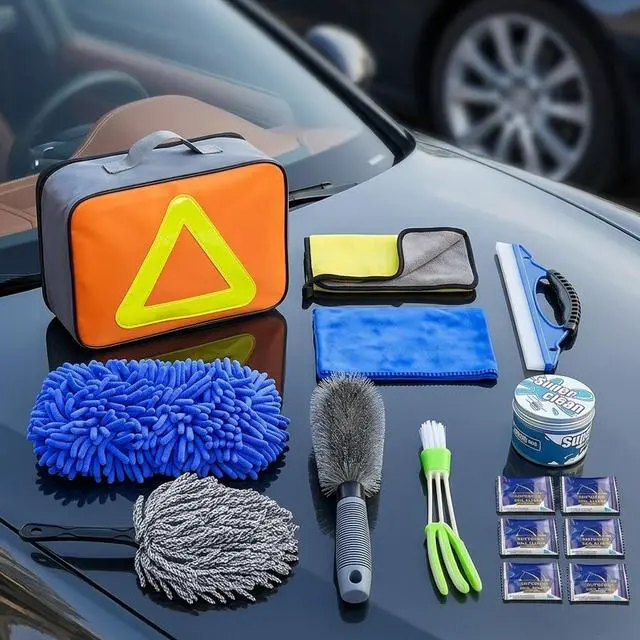 Alt view image 4 of 7 - Car Detailing Brushes Kit Cleaning Tool Set Cleaning Supplies Accessories Bag