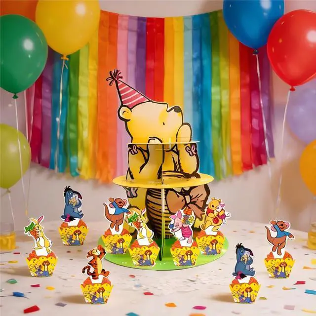 Alt view image 4 of 7 - Winnie Birthday Cake Stand Winnie The Pooh Party Decoration Winnie Cake Topper