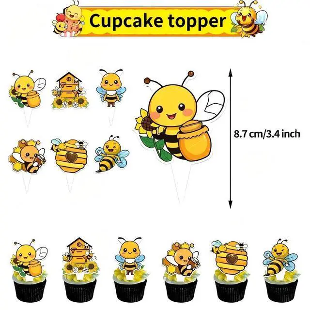 Alt view image 6 of 7 - 3-Tier Bee Cake Stand Bee Birthday Party Decorations Bee Dessert Tower Display