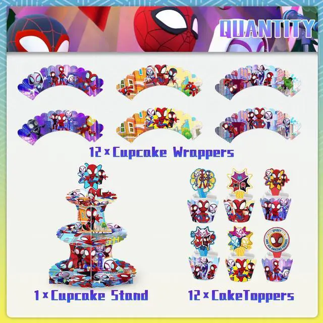 Alt view image 2 of 7 - Spiderman & Friends Party Decoration Marvel Birthday Supplies Kids Cake Stand