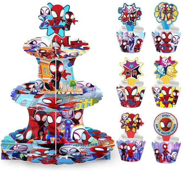 Main image of Spiderman & Friends Party Decoration Marvel Birthday Supplies Kids Cake Stand