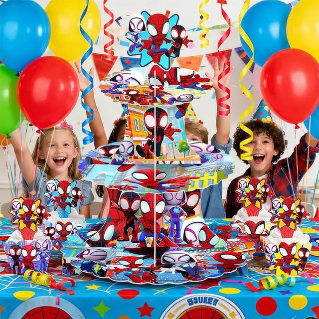 Alt view image 6 of 7 - Spiderman & Friends Party Decoration Marvel Birthday Supplies Kids Cake Stand
