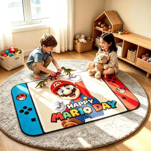 Alt view image 4 of 6 - Super Mario Bath Mats Gamepad Shaped Indoor Kids Bathroom Floor Mat 60 X 120cm