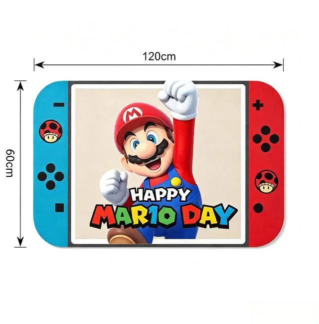 Alt view image 5 of 6 - Super Mario Bath Mats Gamepad Shaped Indoor Kids Bathroom Floor Mat 60 X 120cm